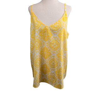 Summer Cami Blouse Yellow Top Shirt Womens Size Large Tecrew Boho Chic Mandala